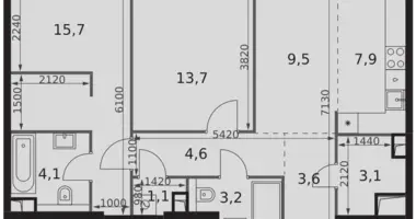 Apartamento 2 habitaciones en North-Western Administrative Okrug, Rusia