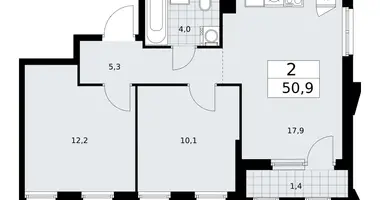 2 room apartment in Troitsk, Russia