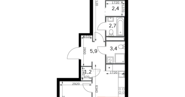 Apartamento 2 habitaciones en Moscú, Rusia