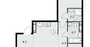 3 room apartment in Moscow, Russia