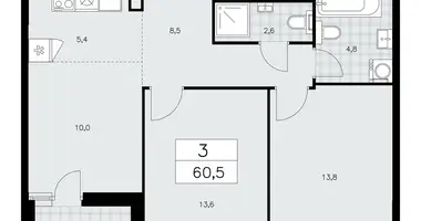 Apartamento 3 habitaciones en poselenie Sosenskoe, Rusia