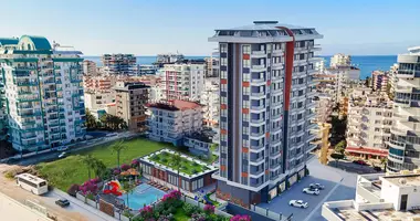 Penthouse 3 rooms with balcony, with air conditioning, with sea view in Mahmutlar, Turkey