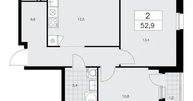 Apartamento 2 habitaciones en Moscú, Rusia