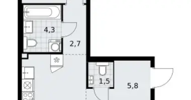 2 room apartment in Troitsk, Russia