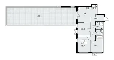 Apartamento 3 habitaciones en Moscú, Rusia