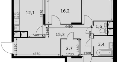 Apartamento 3 habitaciones en Razvilka, Rusia