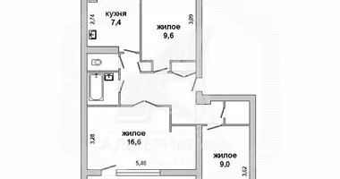 Apartamento 3 habitaciones en Tamasouka, Bielorrusia