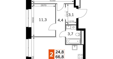 Квартира 3 комнаты в Москва, Россия