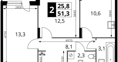 Appartement 2 chambres dans Potapovo, Fédération de Russie