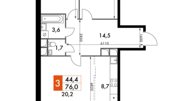 Apartamento 3 habitaciones en Razvilka, Rusia