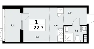 1 room apartment in poselenie Desenovskoe, Russia