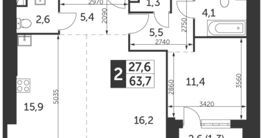 Appartement 2 chambres dans Konkovo District, Fédération de Russie