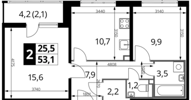 Mieszkanie 2 pokoi w Nekrasovka District, Rosja