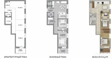 Apartamento 3 habitaciones en Minsk, Bielorrusia