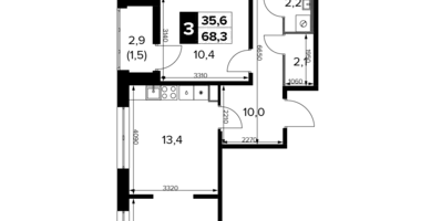 3 room apartment in Khimki, Russia