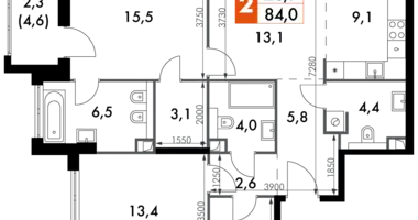 Apartamento 3 habitaciones en North-Western Administrative Okrug, Rusia