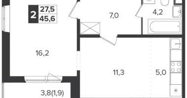 2 room apartment in Leninsky District, Russia