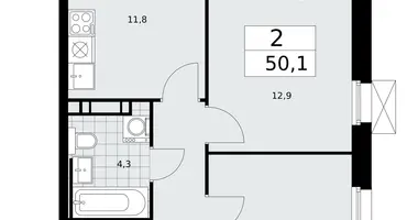 Wohnung 2 Zimmer in Moskau, Russland