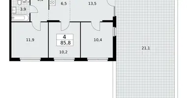 Apartamento 4 habitaciones en poselenie Desenovskoe, Rusia