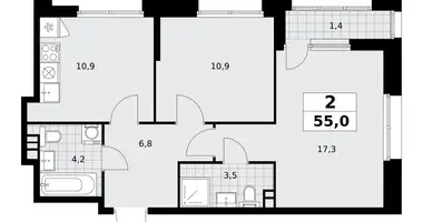 Apartamento 2 habitaciones en poselenie Sosenskoe, Rusia