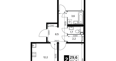 Apartamento 2 habitaciones en Moscú, Rusia