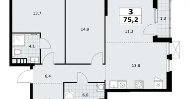 Apartamento 3 habitaciones en South-Western Administrative Okrug, Rusia