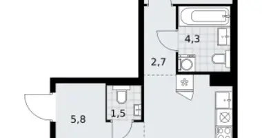 2 room apartment in Troitsk, Russia