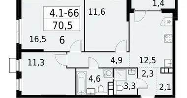 3 room apartment in South-Western Administrative Okrug, Russia