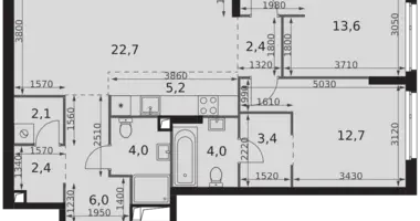 Wohnung 3 zimmer in Moskau, Russland