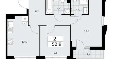 Wohnung 2 zimmer in Troizk, Russland
