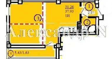 Apartamento 1 habitación en Odessa, Ucrania