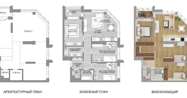 Apartamento 3 habitaciones en Minsk, Bielorrusia