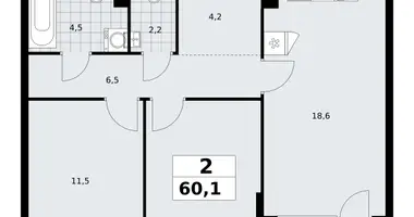 2 room apartment in Kommunarka, Russia