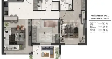 Apartamento 3 habitaciones en Aksu, Turquía