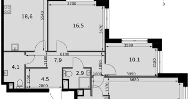 Apartamento 3 habitaciones en North-Western Administrative Okrug, Rusia