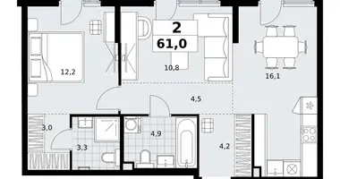 2 room apartment in Kommunarka, Russia