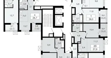 Apartamento 3 habitaciones en Vsevolozhsk, Rusia