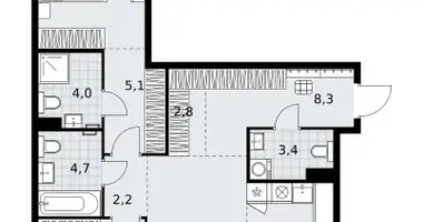 Apartamento 3 habitaciones en Kommunarka, Rusia