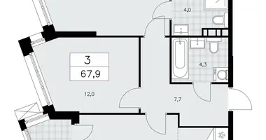 Apartamento 3 habitaciones en poselenie Sosenskoe, Rusia