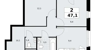 Apartamento 2 habitaciones en Postnikovo, Rusia