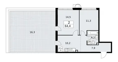 Apartamento 2 habitaciones en Vnukovo, Rusia