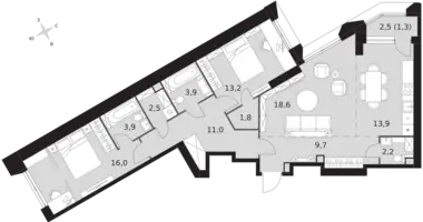 Mieszkanie 3 pokoi w Konkovo District, Rosja