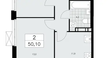 Apartamento 2 habitaciones en Moscú, Rusia