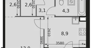Apartamento 1 habitación en Moscú, Rusia