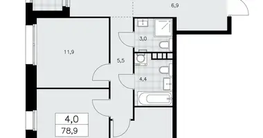 Apartamento 4 habitaciones en poselenie Sosenskoe, Rusia