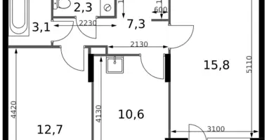 Wohnung 2 zimmer in Sapronovo, Russland