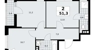 Apartamento 2 habitaciones en poselenie Sosenskoe, Rusia