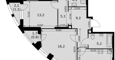 Apartamento 3 habitaciones en Moscú, Rusia