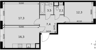 Wohnung 2 zimmer in Razvilka, Russland