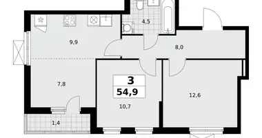 Wohnung 3 Zimmer in poselenie Sosenskoe, Russland